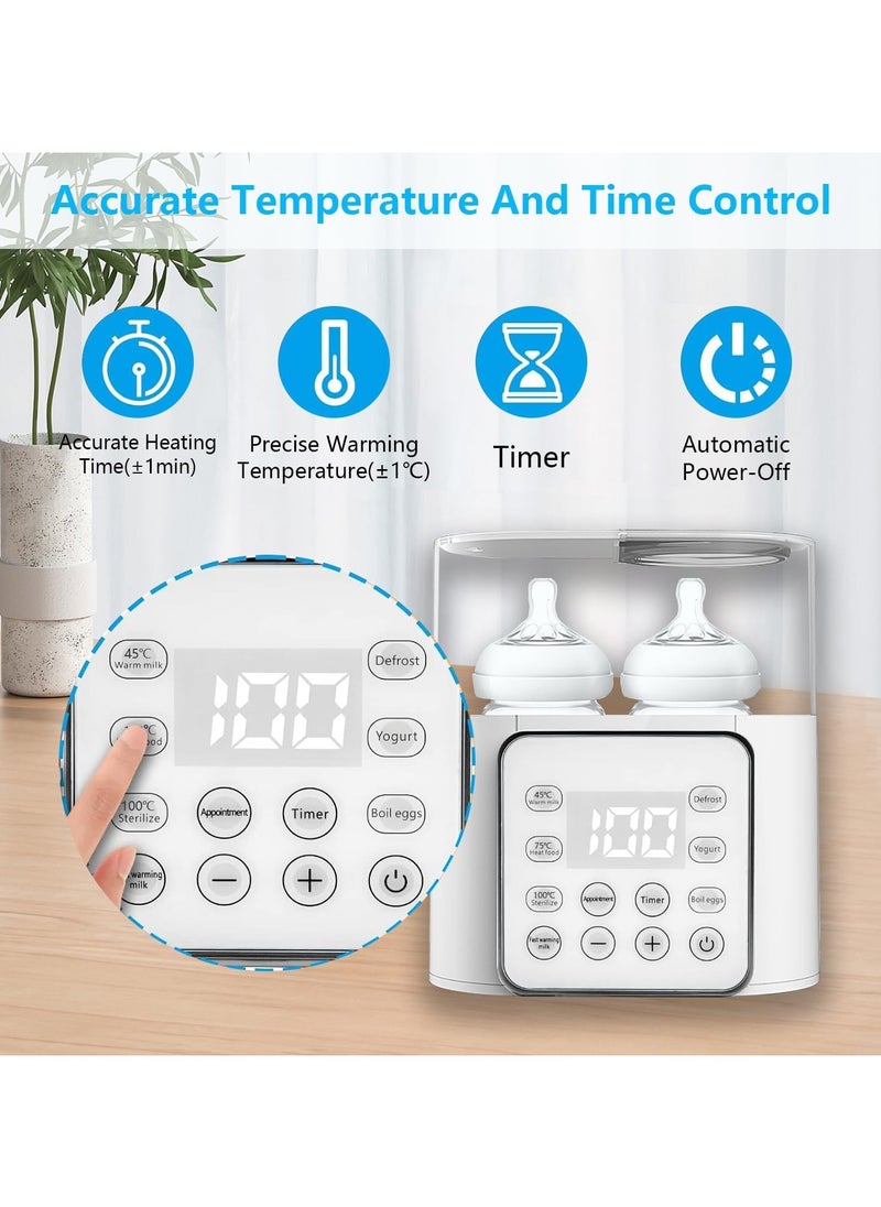 Baby Bottle Warmer, Bottle Sterilizer for Baby Bottles,Multifuntion Milk Warmer, Fast Baby Food Heater & Defrost Warmer with Timer for Twins, LCD Display Accurate Temperature Adjustment, Feeding Bottle Sterilizer 24H Constant Mode