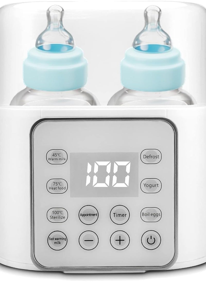 Baby Bottle Warmer, Bottle Sterilizer for Baby Bottles,Multifuntion Milk Warmer, Fast Baby Food Heater & Defrost Warmer with Timer for Twins, LCD Display Accurate Temperature Adjustment, Feeding Bottle Sterilizer 24H Constant Mode