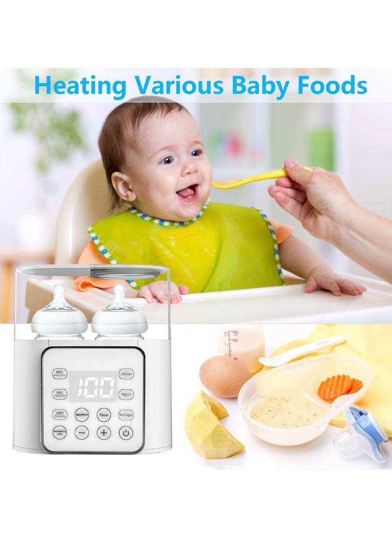 Baby Bottle Warmer, Bottle Sterilizer for Baby Bottles,Multifuntion Milk Warmer, Fast Baby Food Heater & Defrost Warmer with Timer for Twins, LCD Display Accurate Temperature Adjustment, Feeding Bottle Sterilizer 24H Constant Mode