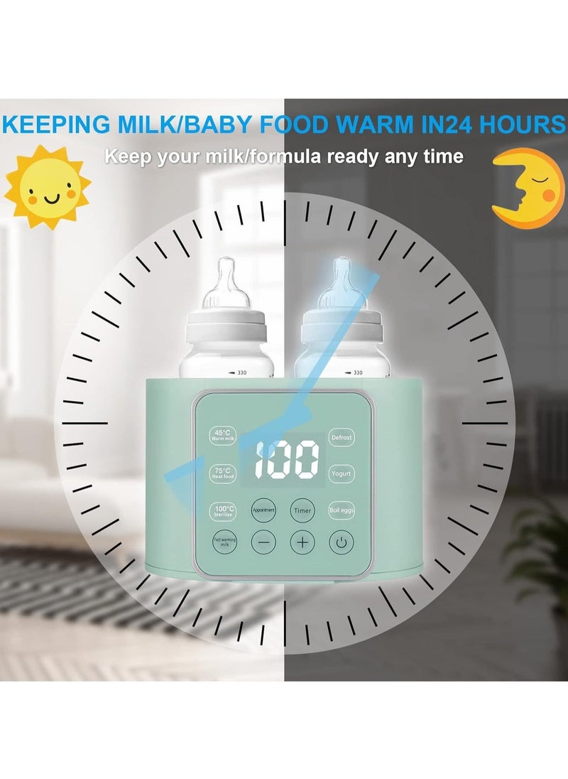 Baby Bottle Warmer, Bottle Sterilizer for Baby Bottles,معقم رضاعاتMultifuntion Breast Milk Warmer, Fast Baby Food Heater & Defrost Warmer with Timer for Twins, LCD Display Accurate Temperature Adjustment, Feeding Bottle Sterilizer 24H Constant Modeجهاز تسخين الحليب الرضاعه