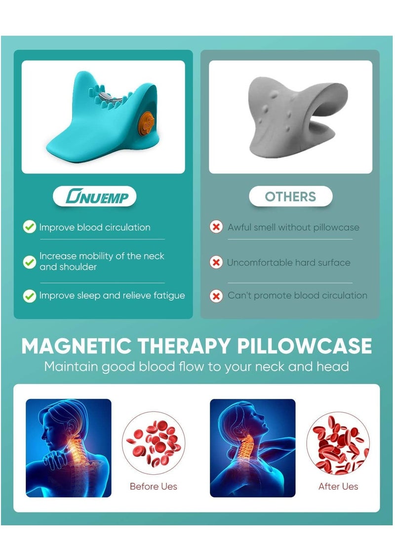 Heated Neck Stretcher for Neck Pain Relief, Portable Neck Head Acupressure Pillow, Adult Cervical Prosthesis Traction, Cervical Spine Massager, Shoulder Relaxer, Neck Pillow for Muscle Relax Gift