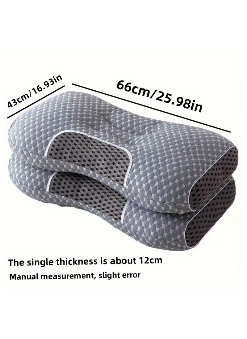 2pcs Ergonomic Cervical Pillows,Orthopedic Support for Side, Back & Stomach Sleepers with Breathable Polyester Cover