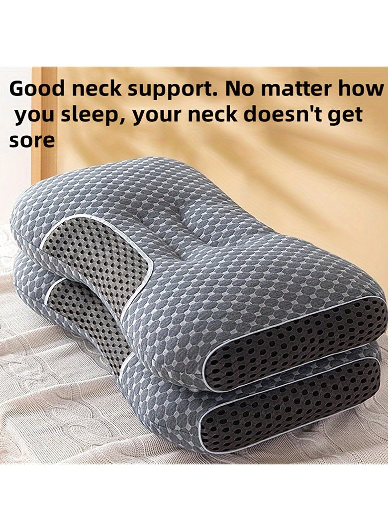 2pcs Ergonomic Cervical Pillows,Orthopedic Support for Side, Back & Stomach Sleepers with Breathable Polyester Cover