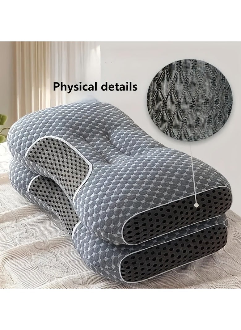 2pcs Ergonomic Cervical Pillows,Orthopedic Support for Side, Back & Stomach Sleepers with Breathable Polyester Cover