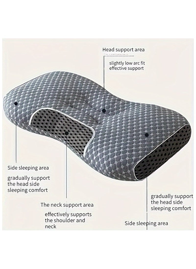 2pcs Ergonomic Cervical Pillows,Orthopedic Support for Side, Back & Stomach Sleepers with Breathable Polyester Cover