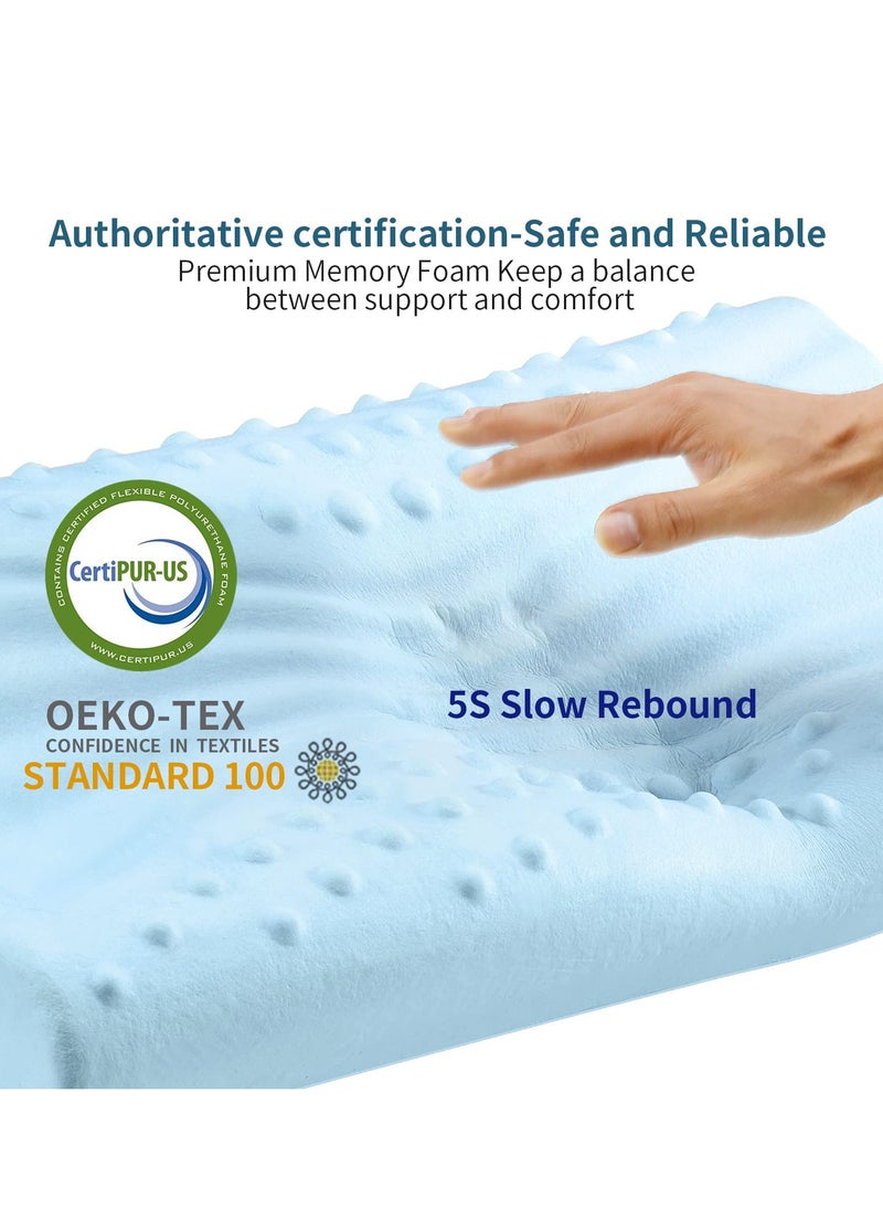 Memory Foam Neck Pillow for Sleeping Cooling Pillow Contour Pillows for Neck and Shoulder Pain Relief Ergonomic Orthopedic Cervical Pillow for Side Back Stomach Sleepers 2 Height Options
