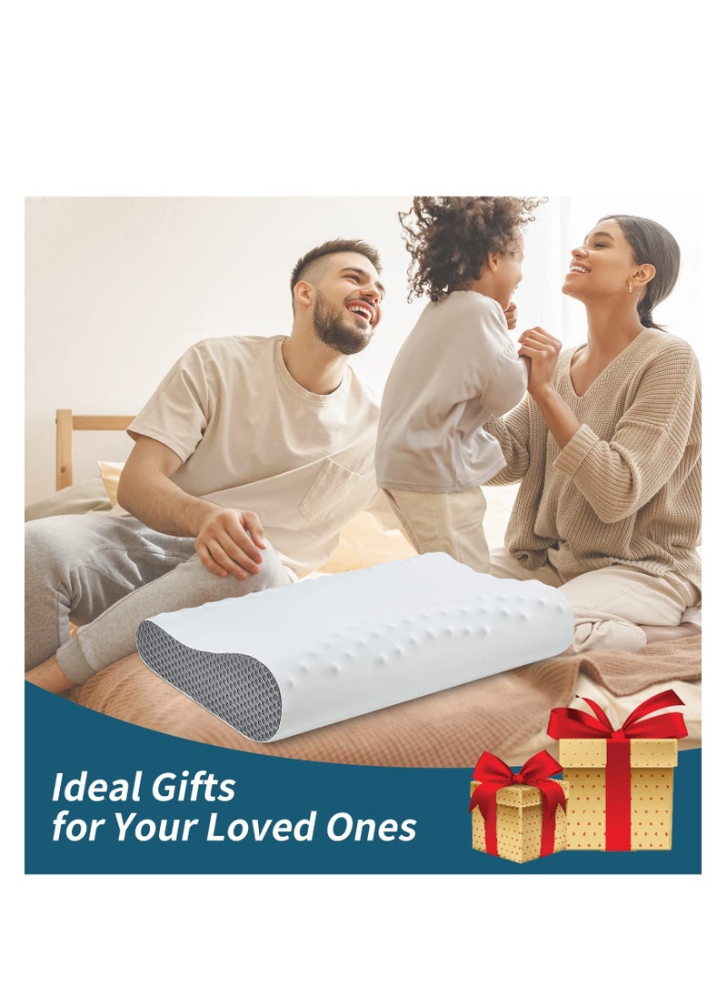 Memory Foam Neck Pillow for Sleeping Cooling Pillow Contour Pillows for Neck and Shoulder Pain Relief Ergonomic Orthopedic Cervical Pillow for Side Back Stomach Sleepers 2 Height Options