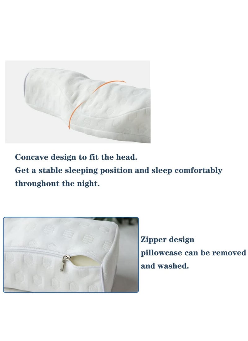 Cervical Neck Pillow for Pain Relief Sleeping Neck roll Pillow Memory Foam for Stiff Neck Pain Relief Travel Bolster Pillow for Bed for Side Sleepers Back Sleeper White