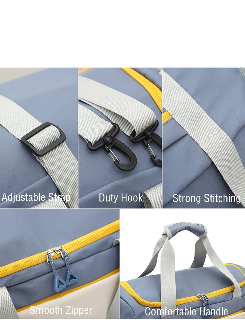 Sport Gym Bag Dry and Wet Separation Nylon Water Resistant Men's and Women's Bag with Shoe Compartment for Swimming Fitness Yoga Gym Luggage (Blue)