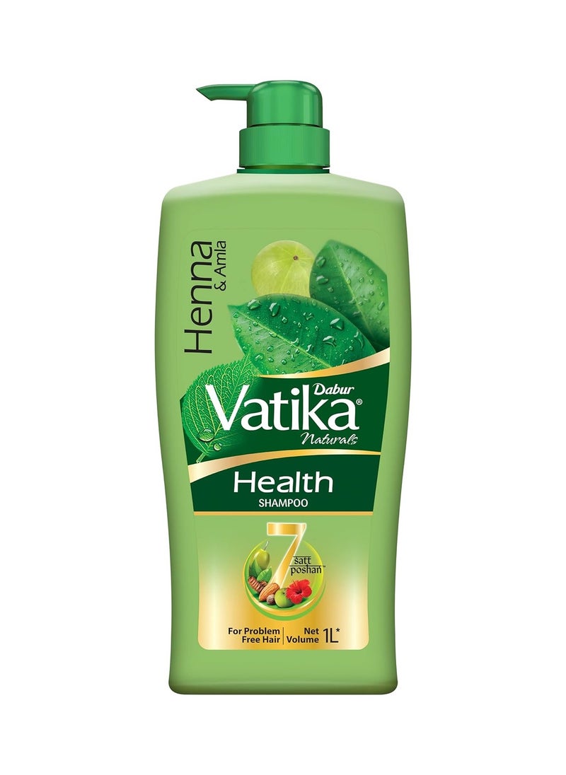 Health Shampoo - 1L | With 7 natural ingredients | For Smooth, Shiny & Nourished Hair | Repairs Hair damage, Controls Frizz | For All Hair Types | Goodness of Henna & Amla