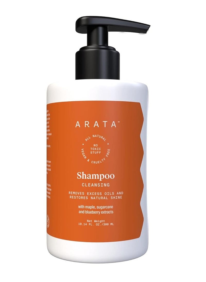 Natural Oil Control Cleansing Shampoo With Maple, Sugarcane & Blueberry Extracts For Women & Men | All-Natural, Vegan & Cruelty-Free, 300 ML