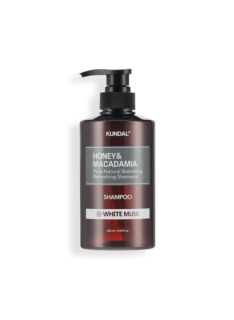 Kundal Honey & Macadamia Natural Shampoo [White Musk] Korean Hair Care Shampoo Damage Repair Strengthen, Nourish, with Honey, Argan Oil, Macadamia Oil, Free Paraben & Sulfate 16.9 fl oz