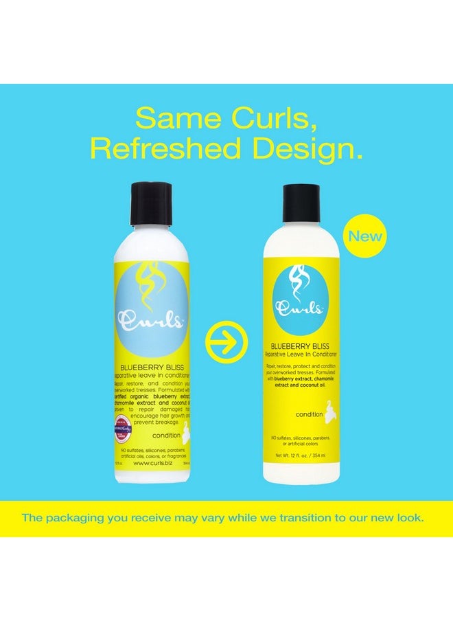Curls Blueberry Bliss Reparative Leave In Conditioner - 8 oz, Helps Repair Damage and Prevent Breakage, Conditioner for Curly Hair, Wavy, and Coily Hair Types