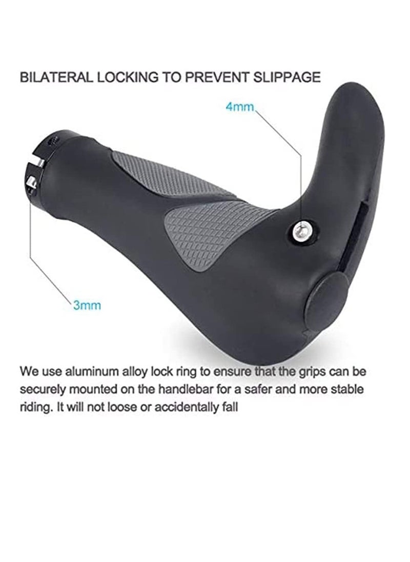 Bike Handlebar Grips Bicycle Ergonomic Handle Bar End Grips Comfort Handle Bar Lock On for Mountain Bike Cycling Rubber Bionic Gecko Palm Print Anti-Slip Grips with Horn 1 Pair