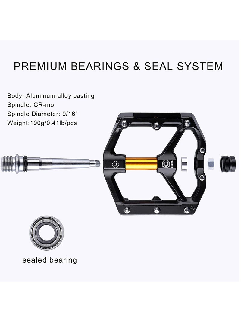 Road MTB Bike Pedals, Aluminum Alloy Bicycle Pedals, Mountain Bike Pedal with Removable Anti-Skid Nails