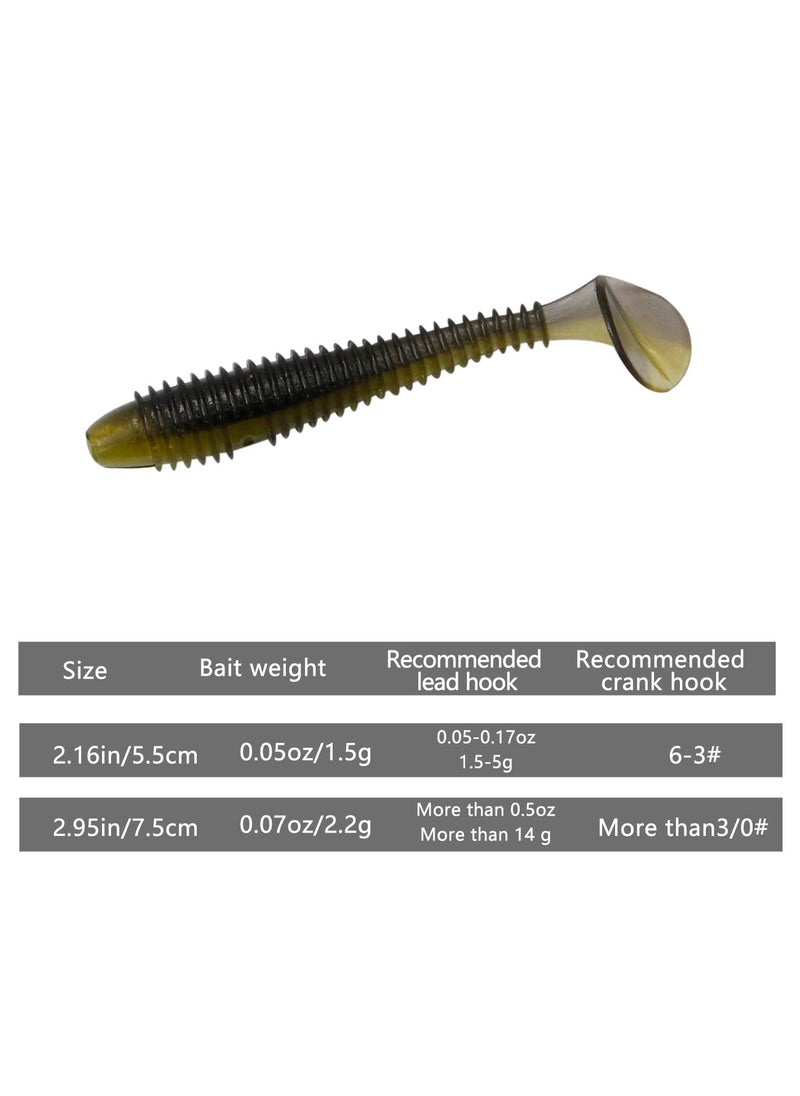 Paddle Tail Swimbaits 40 Pcs Bass Fishing Lure Trout Bait 2 and 3 Inch Two-Tone Color Soft Plastic Fishing Bait Pliable and Durable Great Reflective Effect for Freshwater Saltwater 5 Color