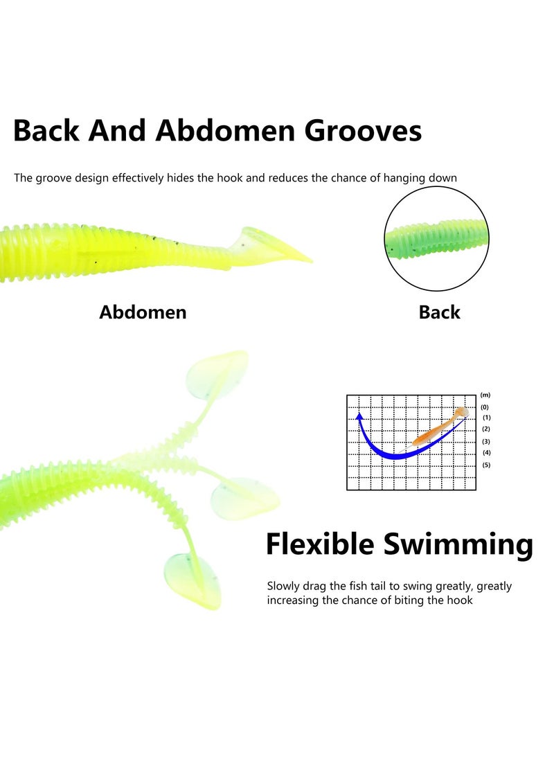 Paddle Tail Swimbaits 40 Pcs Bass Fishing Lure Trout Bait 2 and 3 Inch Two-Tone Color Soft Plastic Fishing Bait Pliable and Durable Great Reflective Effect for Freshwater Saltwater 5 Color