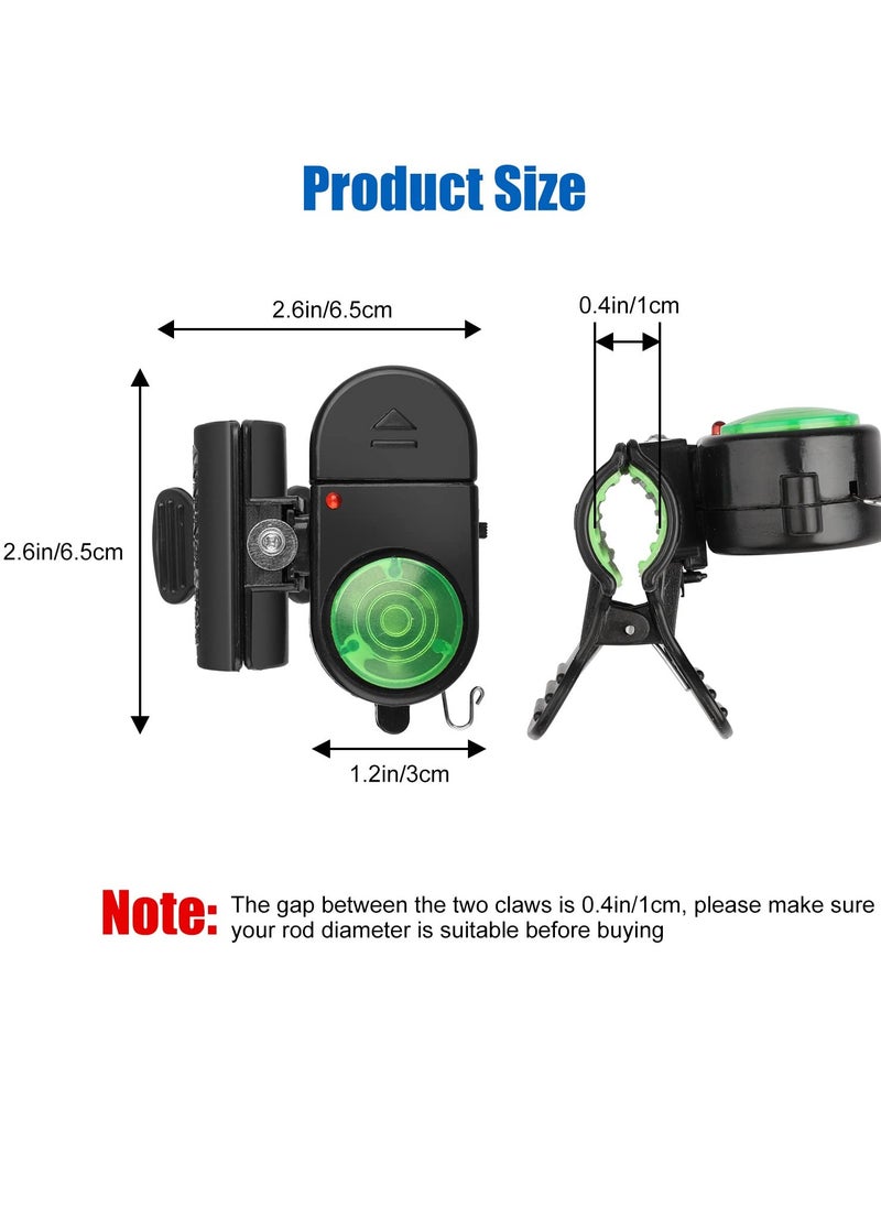 4 Pack Fishing Bite Alarm,Sensitive Electronic Fishing Bite Sound Alarm, Sound Bite Alert Bell with LED Lights Fishing Bells Clip On Fishing Rod for Daytime Night Carp Fishing Outdoor