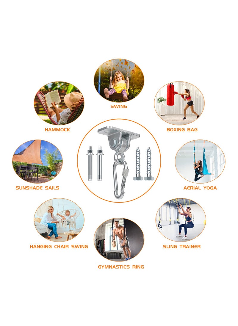 Swing Set Accessories, Heavy Duty 360° Swivel Swing Hanger, 2600 lb Heavy Duty with 8 Screws Bolts Stainless Steel Swing Hook, for Playground Gym Rope Hammock Chair Yoga Swing