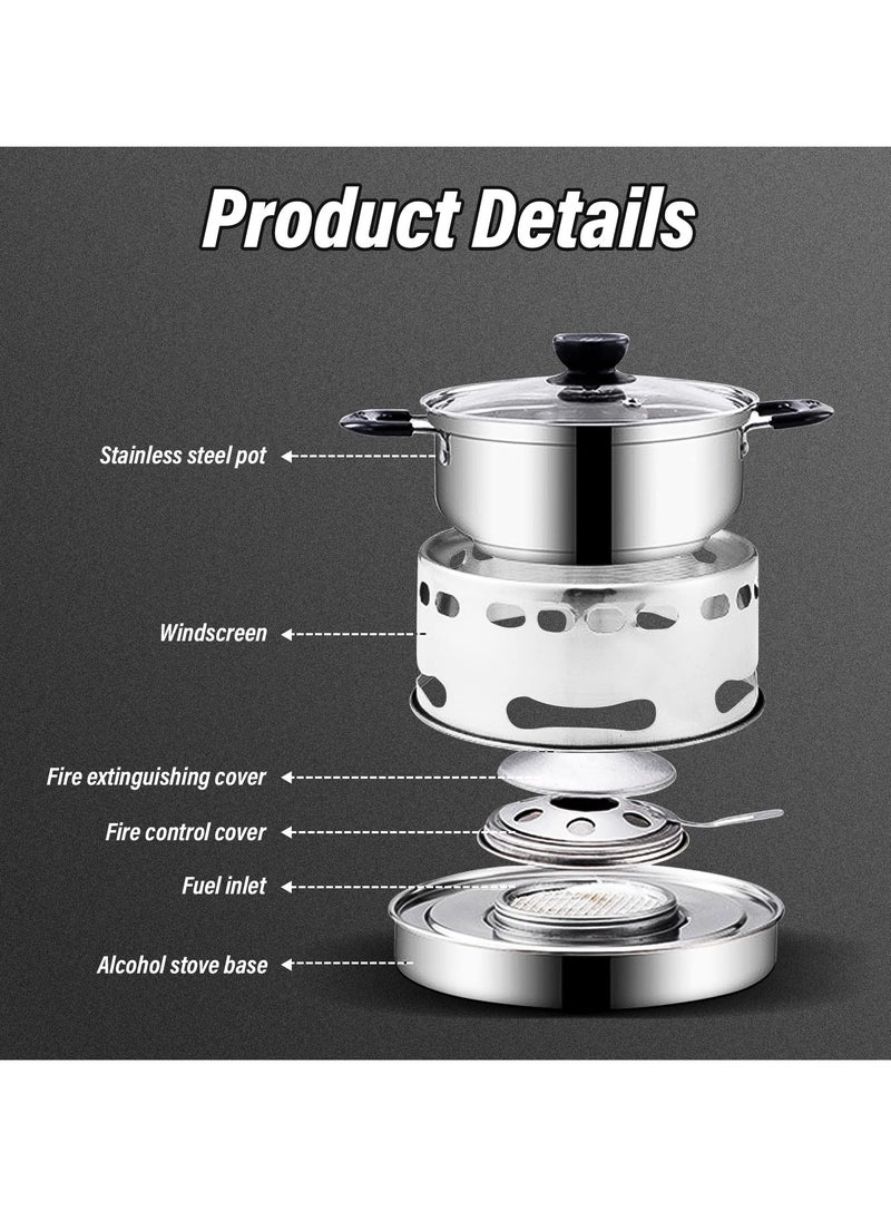 Camping Stove, Portable Drawer Camping Stove, Non-electric Portable Alcohol Stovefor Outdoors Cooking, Ultralight Camping Cookware Set for Camping, Picnic, Camping Burner for Indoor (16cm)