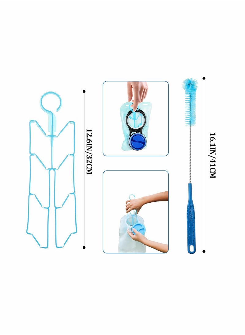 Hydration Bladder Cleaning Kit, 10 in 1 Water Bladders Cleaner Set with Flexible Long Brush for Hose, Small Bite Valve Brush, Big Brush, Collapsible Bladder Frame, Carrying Pouch
