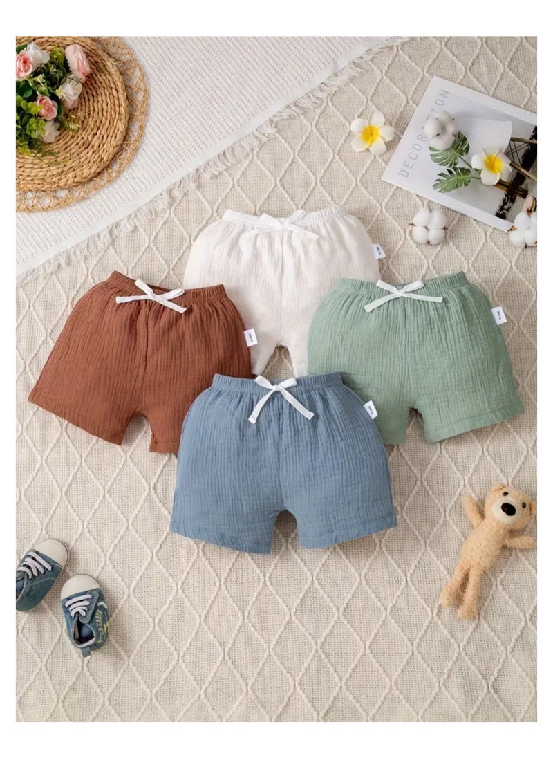 3 Pieces Baby Boys Pure Cotton Muslin Short Toddler Shorts