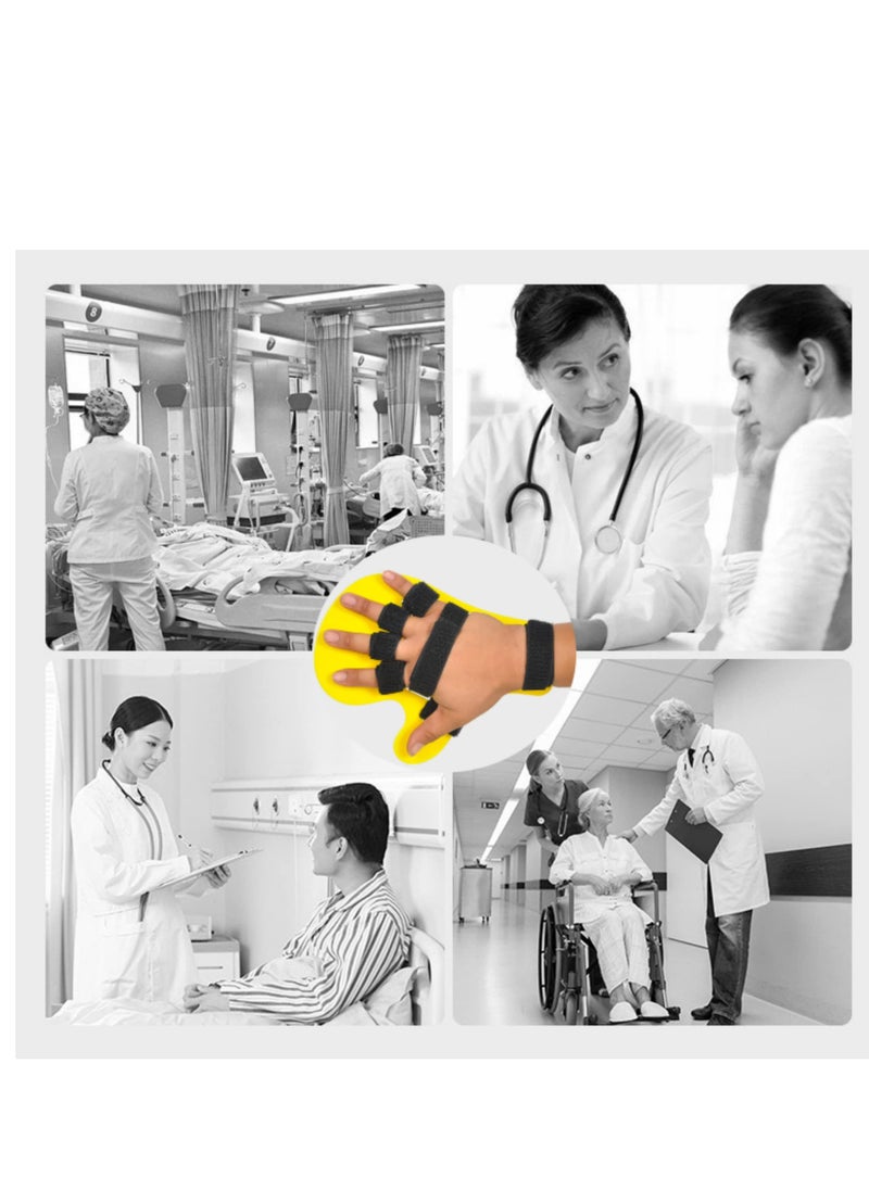 Finger Orthotics Fingerboard Stroke Hand Splint for Assisted Rehabilitation Adjustable Size Prevent Finger Flexion and Deformation Suitable for both left right hands Yellow