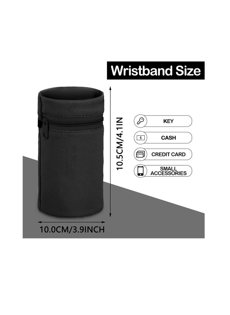6 Pieces Wrist Sweatbands Wrist Wallet Wristband Pocket with Zipper Sports Color Wrist Pouch Phone Coin Keys Storage for Women Men Running Walking Hiking Jogging