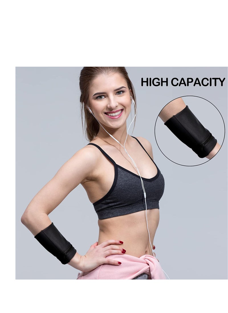 6 Pieces Wrist Sweatbands Wrist Wallet Wristband Pocket with Zipper Sports Color Wrist Pouch Phone Coin Keys Storage for Women Men Running Walking Hiking Jogging