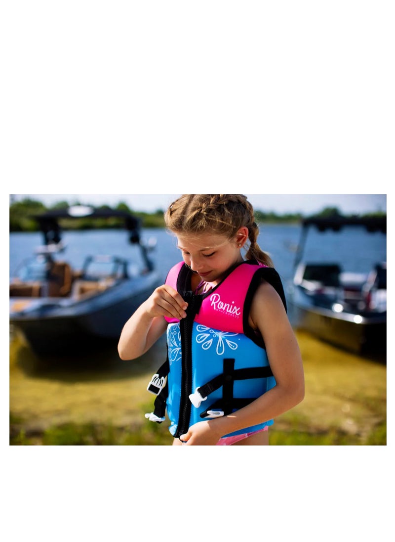 Ronix August - Girl's CGA Life Vest - Sky Blue / Pink / Purple - Yth (50-90lbs)