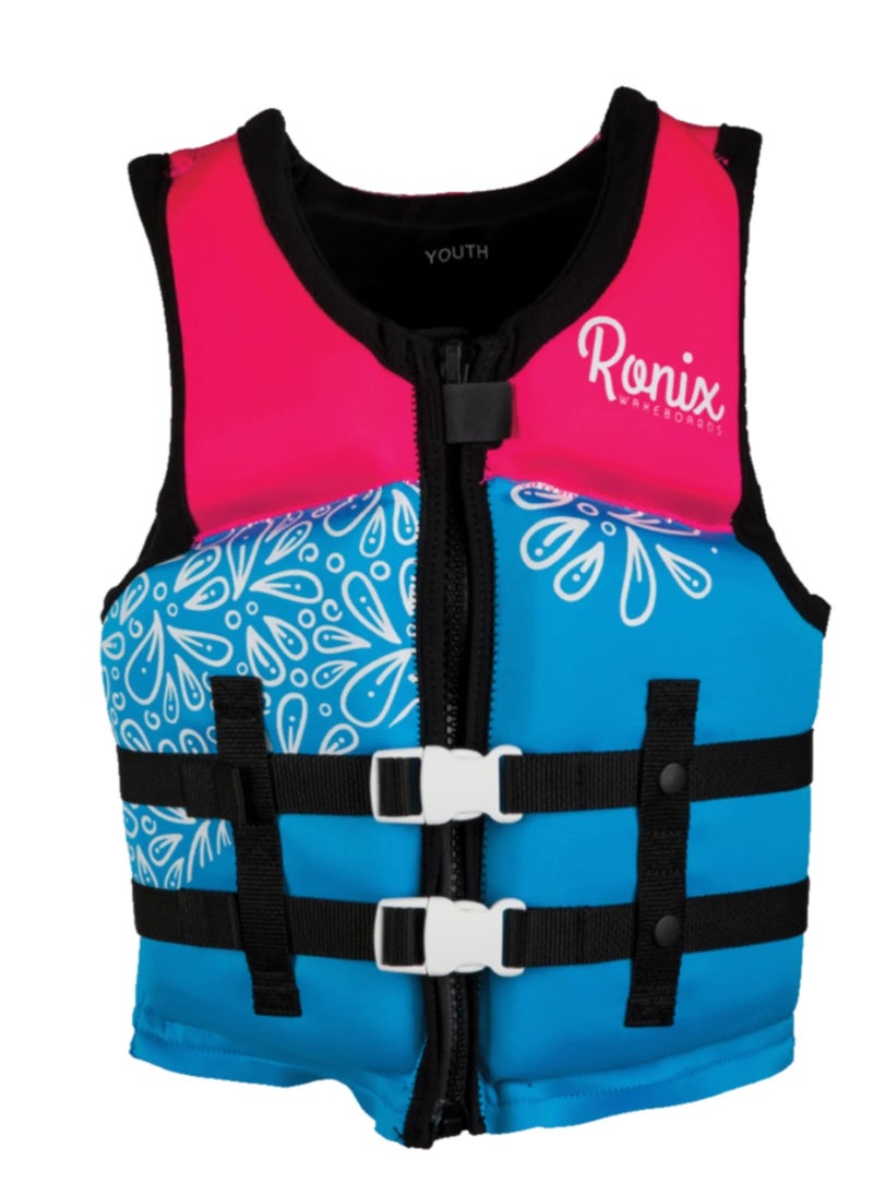 Ronix August - Girl's CGA Life Vest - Sky Blue / Pink / Purple - Yth (50-90lbs)