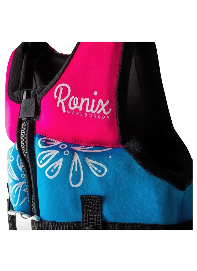 Ronix August - Girl's CGA Life Vest - Sky Blue / Pink / Purple - Yth (50-90lbs)