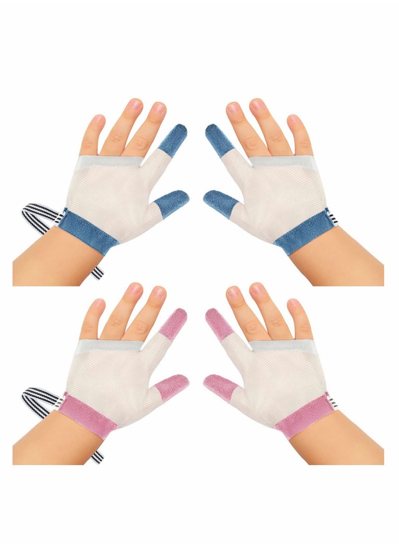 Baby Stop Thumb Sucking Finger Guard, Breathable Finger Protection Kid, Soft Mesh Fabric Stop Sucking Glove No Scratch Breathable Finger Thumb Protector with Wrist Band for Kids Toddlers (2 pcs)