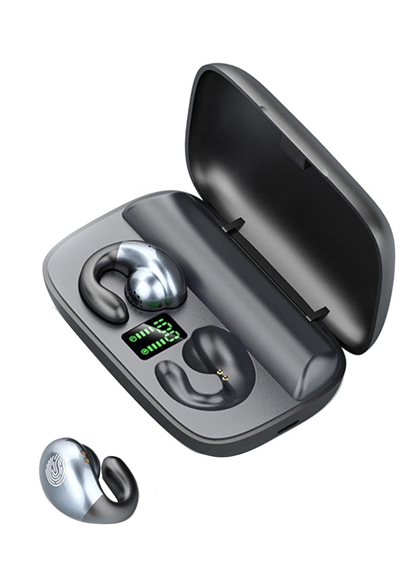 Wireless Earbuds with Earhooks Mini Bone Conduction Headphones Waterproof Bluetooth Earbuds Earpiece Noise Canceling Headset Sports Bluetooth 5.0 Earphones Headset for Cycling Driving, Gym