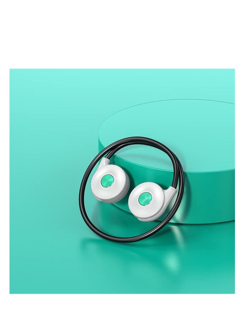 Bone Conduction Headphones, Open Ear Waterproof Bluetooth Bone Conduction Earbuds, Ear Painless Long Battery Life for Sports, Working, Driving, White