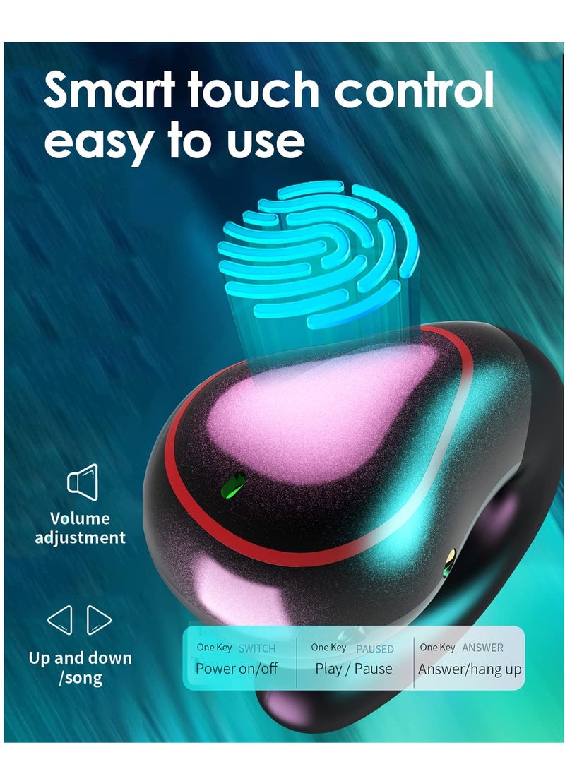 Single Earbud Open Ear Headphones Wireless Bluetooth True Wireless Open Earbuds, Mini Small Open Earbuds for iPhone Android, Tiny Bone Ear Bud with Mic Earphones for Small Ear Canals Running Cycling W