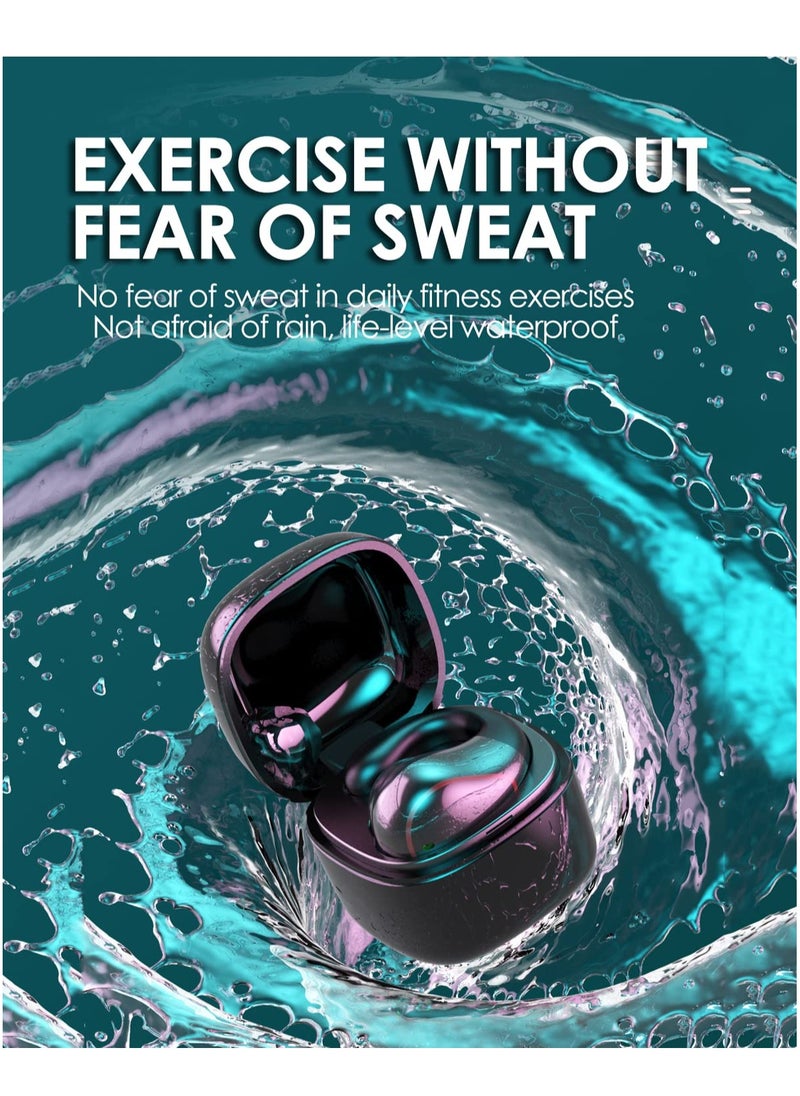 Single Earbud Open Ear Headphones Wireless Bluetooth True Wireless Open Earbuds, Mini Small Open Earbuds for iPhone Android, Tiny Bone Ear Bud with Mic Earphones for Small Ear Canals Running Cycling W