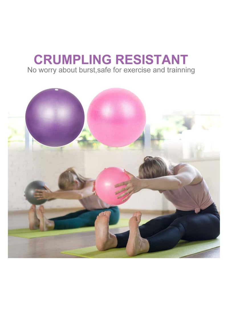 2 pcs Soft Pilates Balls 25CM Exercise Balance Ball Gym Fitness  for Yoga Core Training and Physical Therapy Pink  Purple