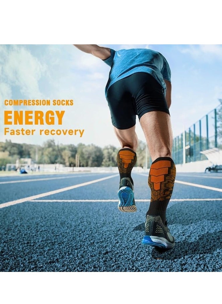 6 Pairs Compression Socks For Women  Men Circulation Compression Socks 20-30 mmhg Best For Running Travel Reduce Calf Pain Faster Recovery Size L/XL