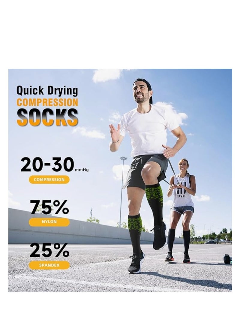 6 Pairs Compression Socks For Women  Men Circulation Compression Socks 20-30 mmhg Best For Running Travel Reduce Calf Pain Faster Recovery Size L/XL