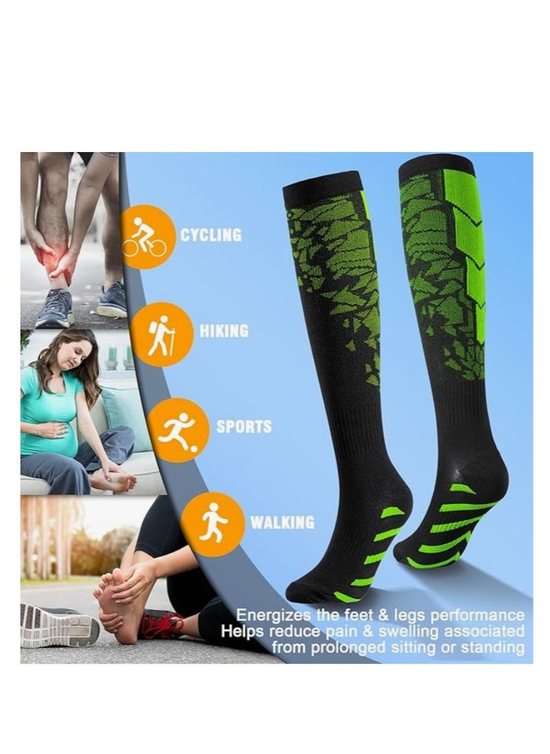 6 Pairs Compression Socks For Women  Men Circulation Compression Socks 20-30 mmhg Best For Running Travel Reduce Calf Pain Faster Recovery Size L/XL