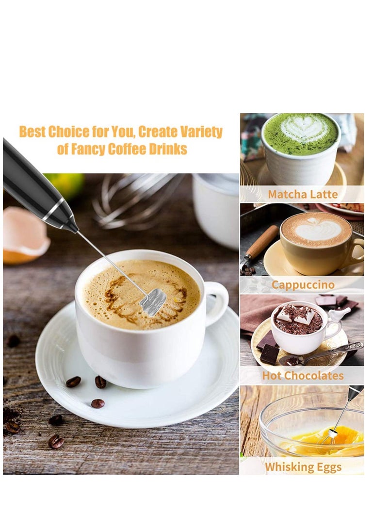 Electric Milk Frother 3 Speeds Adjustable Cordless Foam Mixer Maker with Stainless Whisk for Coffee Protein Powder Egg