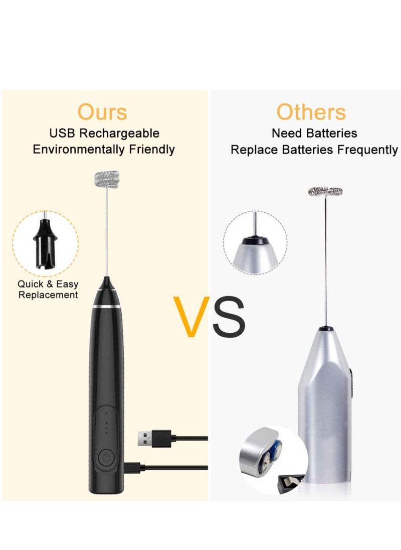 Electric Milk Frother 3 Speeds Adjustable Cordless Foam Mixer Maker with Stainless Whisk for Coffee Protein Powder Egg