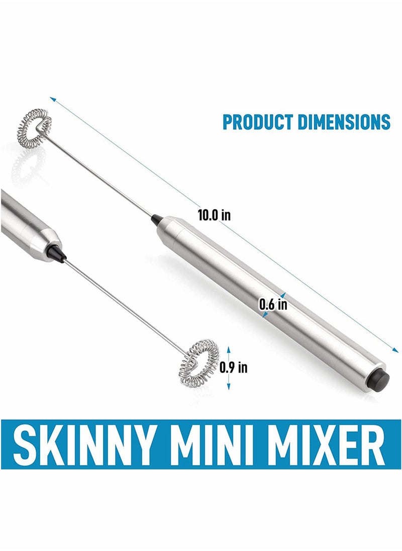 Milk Handheld Mini Mixer - Stainless Steel Coffee Electric Handheld Frother For Coffee, Latte, Frappe - Cordless Battery Operated Electric Whisk u0026 Milk