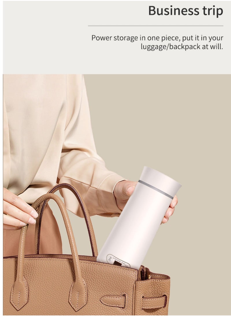 Travel Kettle Electric Small - Portable Kettle for Travel - Mini Hot Water Boiler/Maker/Warmer/Heater for Tea - Small Size One Cup Bottle/Thermos for Boil Water Single/Personal, White