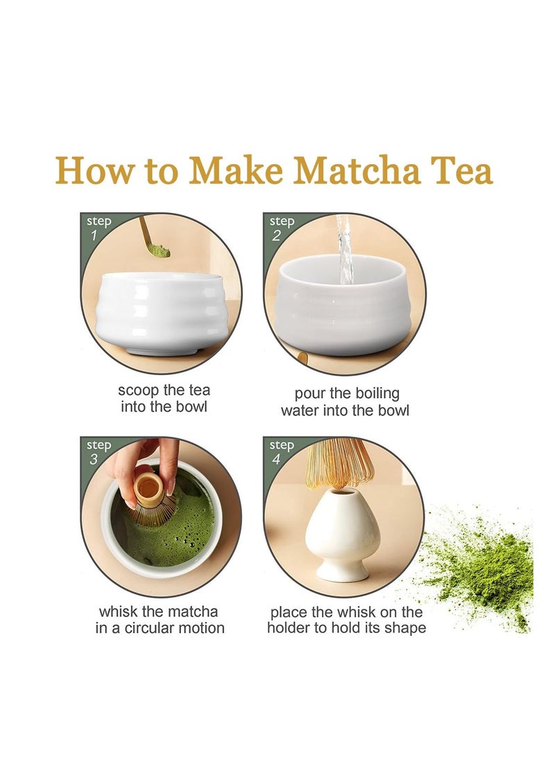Japanese Matcha Tea Set - Authentic Matcha Ceremony Accessories: Matcha Whisk, Ceramic Bowl and Whisk Holder, Traditional Scoop - The  Set for Traditional Matcha Preparation