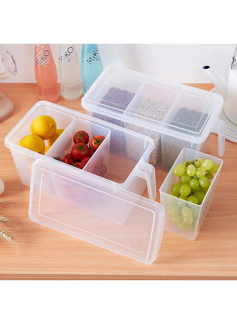 Rylan Fridge Storage Boxes Fridge Organizer Storage Box For Kitchen Plastic Containers For Kitchen Storage Food Storage Fridge Storage Containers with 3 Bins (5 Liter-Pack of 1)