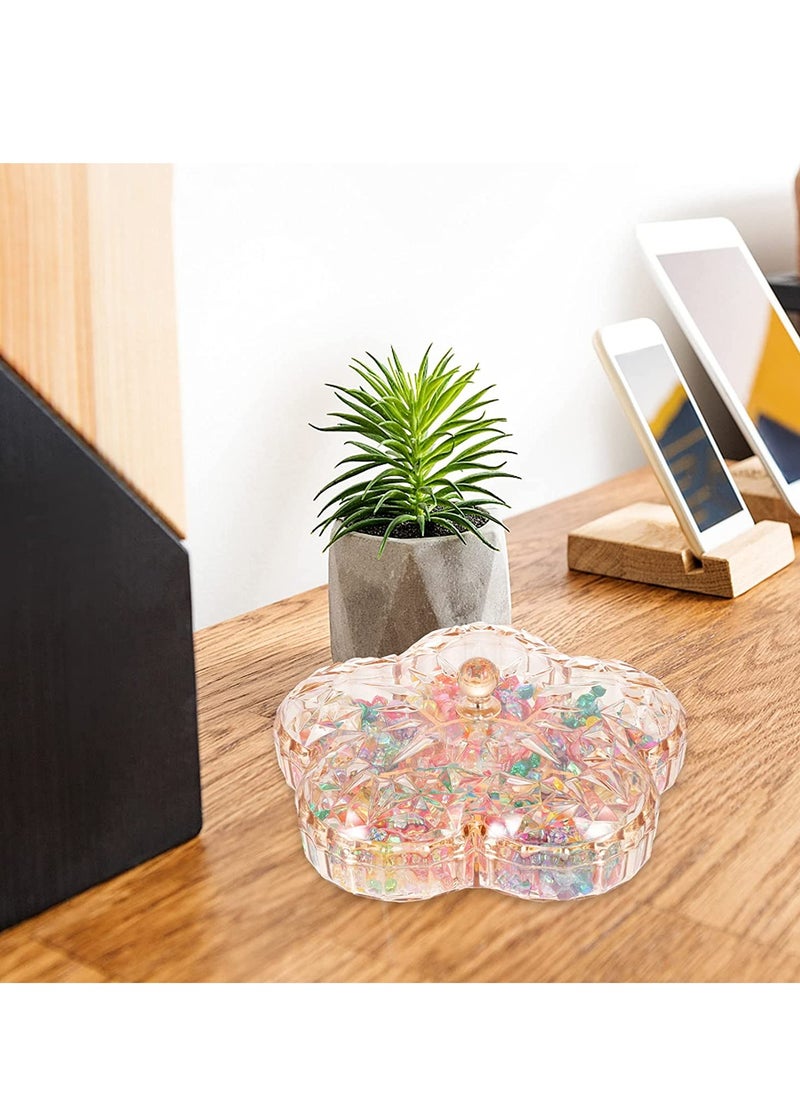 Snack Serving Tray, 11.8 Appetizer Tray with Lid, 6 Compartments Round Plastic Food Storage Organizer, Serving Plates Round Dishes, for Dried Fruits, Nuts, Candies, Sweet Cookies, and Fruits