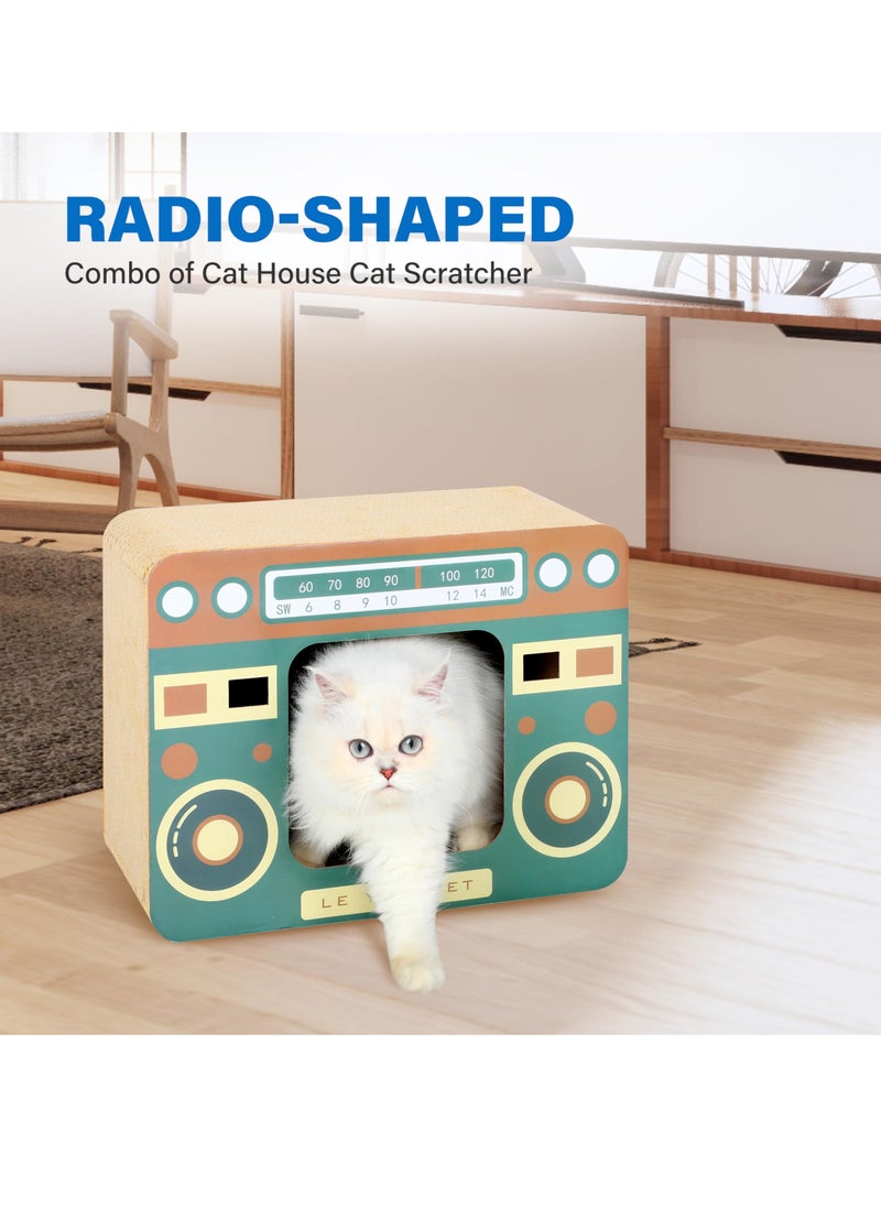 Cat Enrichment Toy Vertical Cat Nest for All Seasons Radio Cat Scratcher Cardboard Lounge Bed Durable Pads Prevent Furniture Damage Corrugated Scratcher Box Toy for Cat Birthday