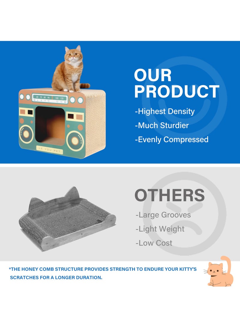 Cat Enrichment Toy Vertical Cat Nest for All Seasons Radio Cat Scratcher Cardboard Lounge Bed Durable Pads Prevent Furniture Damage Corrugated Scratcher Box Toy for Cat Birthday